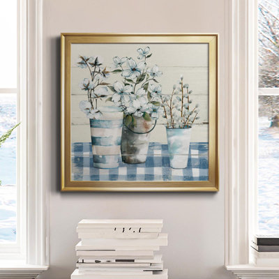 Gingham Blues - Peinture sur toile encadrée