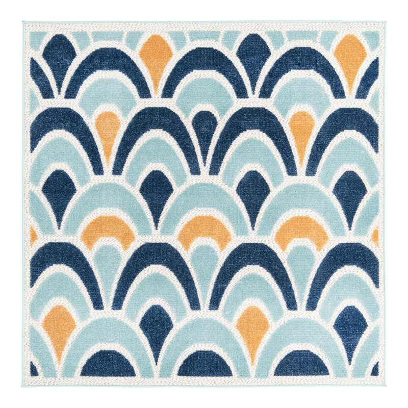 Hayworth Indoor/Outdoor Rug Blue, Square 5'3"