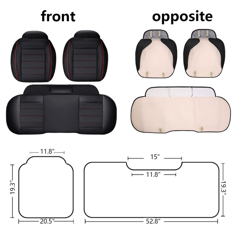 Car Back Seat Cover Breathable Pu Leather Rear Seat Cushion Protector Universal, Beige