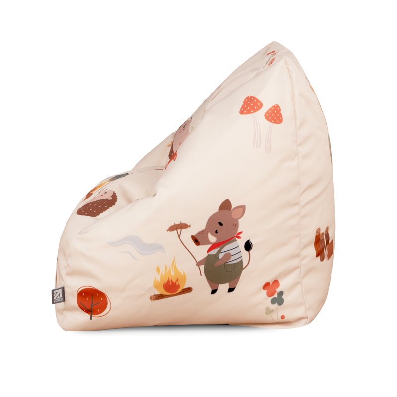 rucomfy Beanbags Snuggle Chair Kids Bean Bag & Footstool Set, Patterned Water Resistant Cosy Kids Seating Bundle Pre Filled Childrens Armchair Seat - Forest Friends