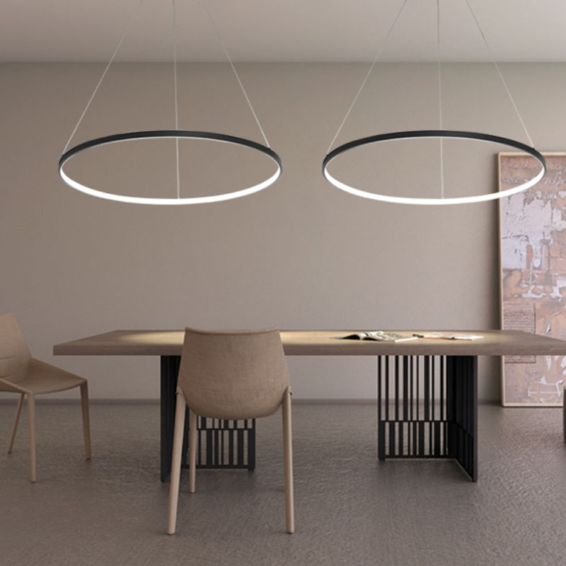 1 - Light LED Pendant, 0.8" H x 32" W x 32" D, Black