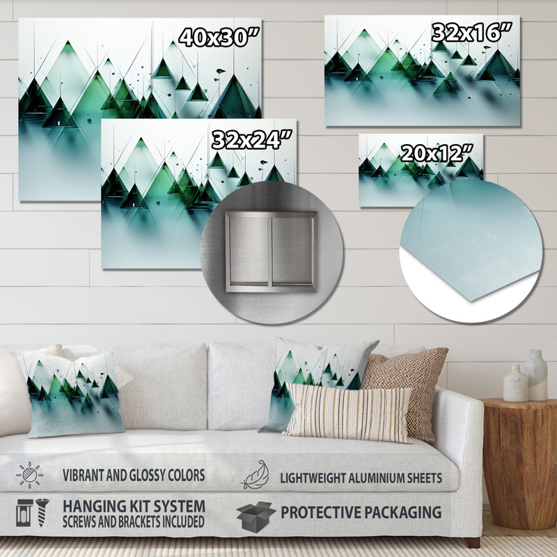Échos verts abstraits de Piramid VI - art mural géométrique en métal MT137458, H 12 po x l 20 po x P 1 po