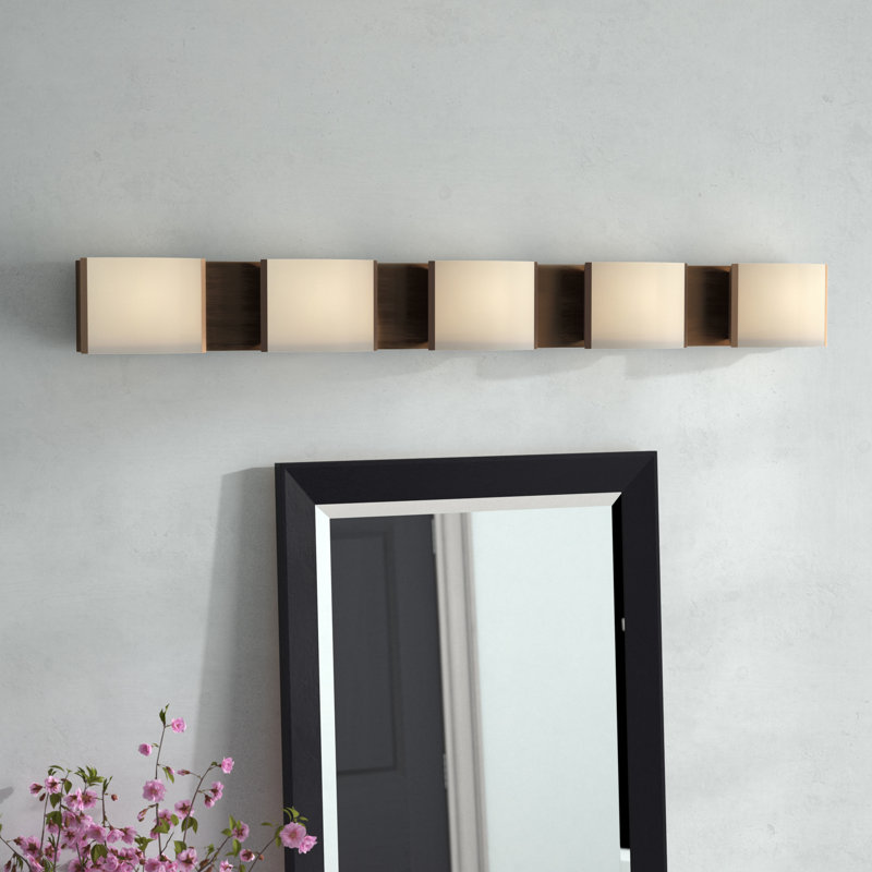 Éclairage pour salle de bain 5 lumières Ryant, Bronze, DEL