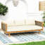 Lit de jour 3 places avec assise en bois et coussins