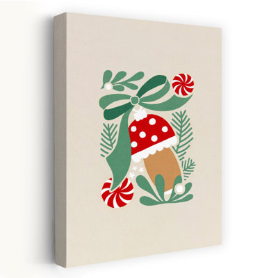 «Whimsical Christmas Mushroom Whimsical Abstract Contemporary Winter Winter Landscape», reproduction d'art mural
