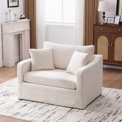 Fauteuil d'appoint moderne surdimensionné en chenille avec coussins amovibles