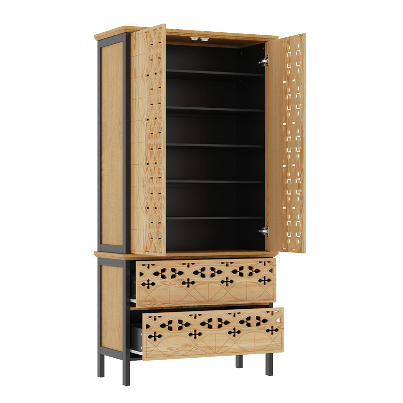 71'' H Storage Bookcase With Carved Doors