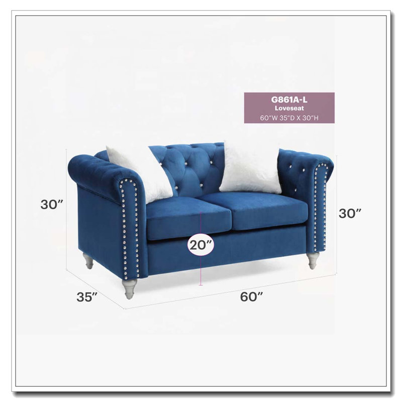 Chic Two-Seater Loveseat, Navy