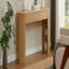Console rétro avec rangement, 3 tiroirs, 1 pied de table, esthétique à lattes rondes, entrée, salon et couloir, nature-129172843