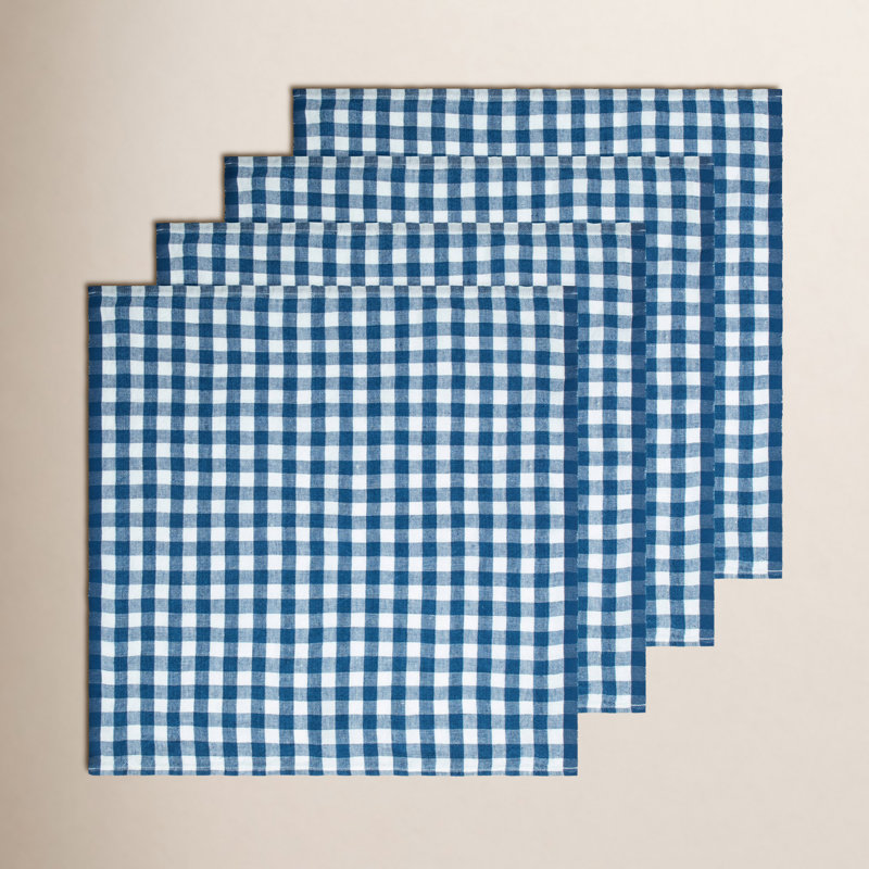 Alessandro Linen Gingham Square Napkin, Blueberry