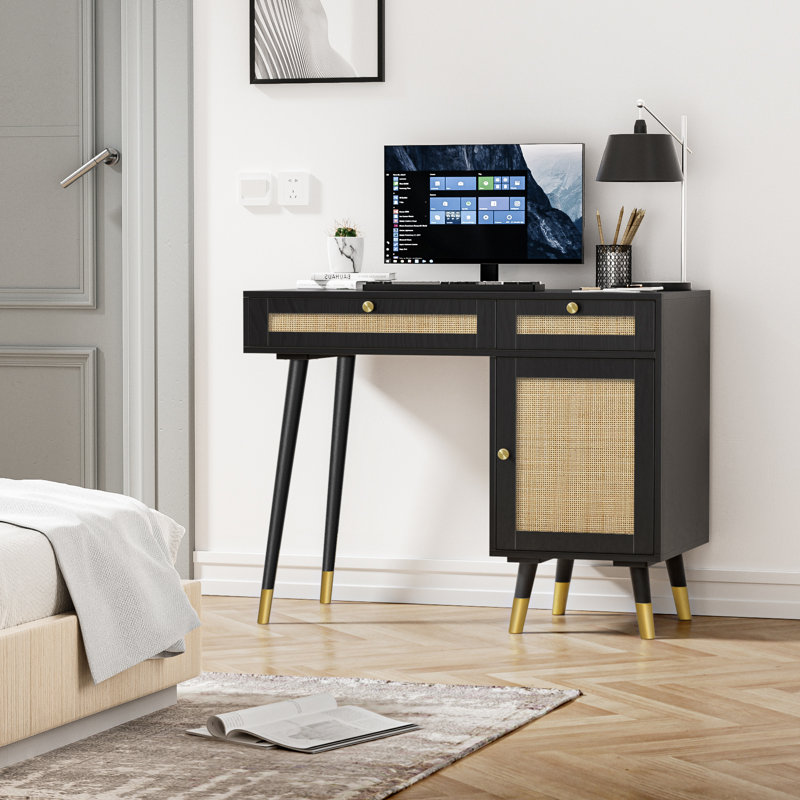 Rautiola Vanity Desk with Drawers and Storage Makeup Vanity Table Home Office Desk
