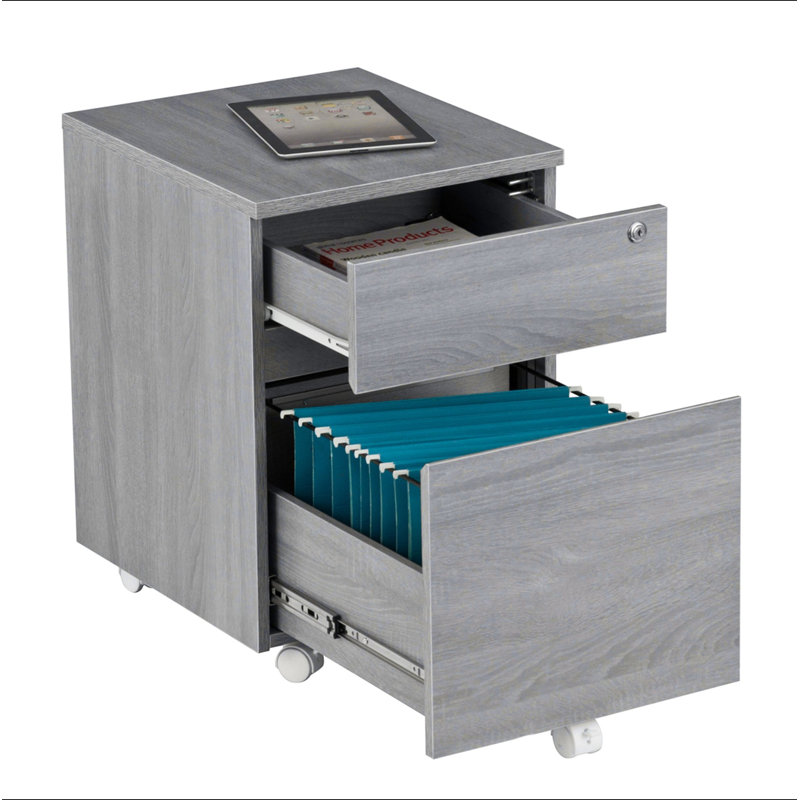 Classeur vertical à deux tiroirs avec serrure et rangement Rolling