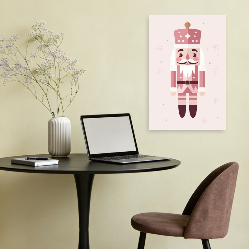 Festive Pink Nutcracker Abstract Contemporary Winter Wall Art Print by Mathieu - Wrapped Canvas Print, 60.96cm H x 40.64cm W