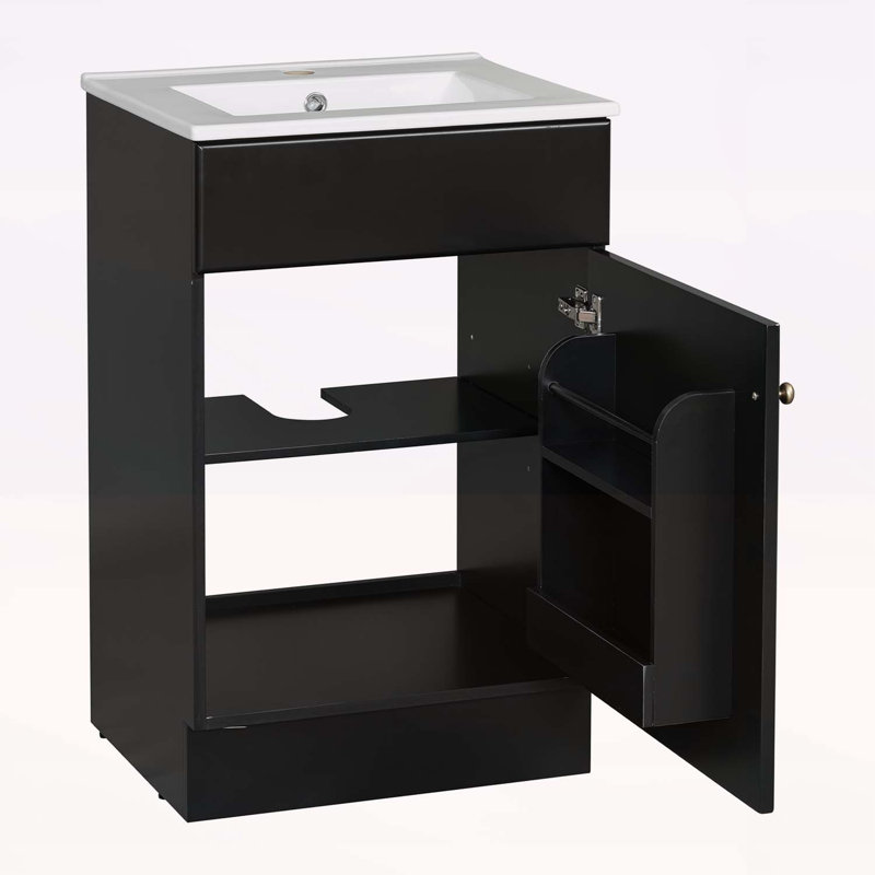 Versatile Bathroom Vanity with Sink and Ample Storage for Enhanced Functionality, Black, Gold
