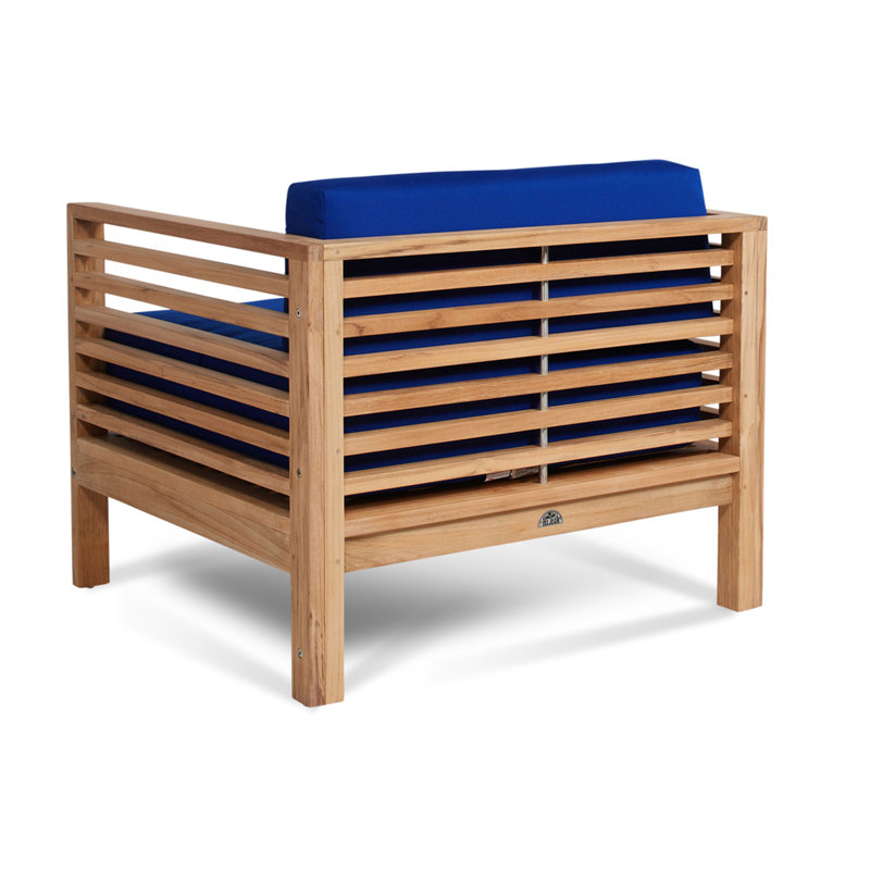 Soleil Patio Chair and Ottoman with Sunbrella Cushions, Sunbrella® True Blue