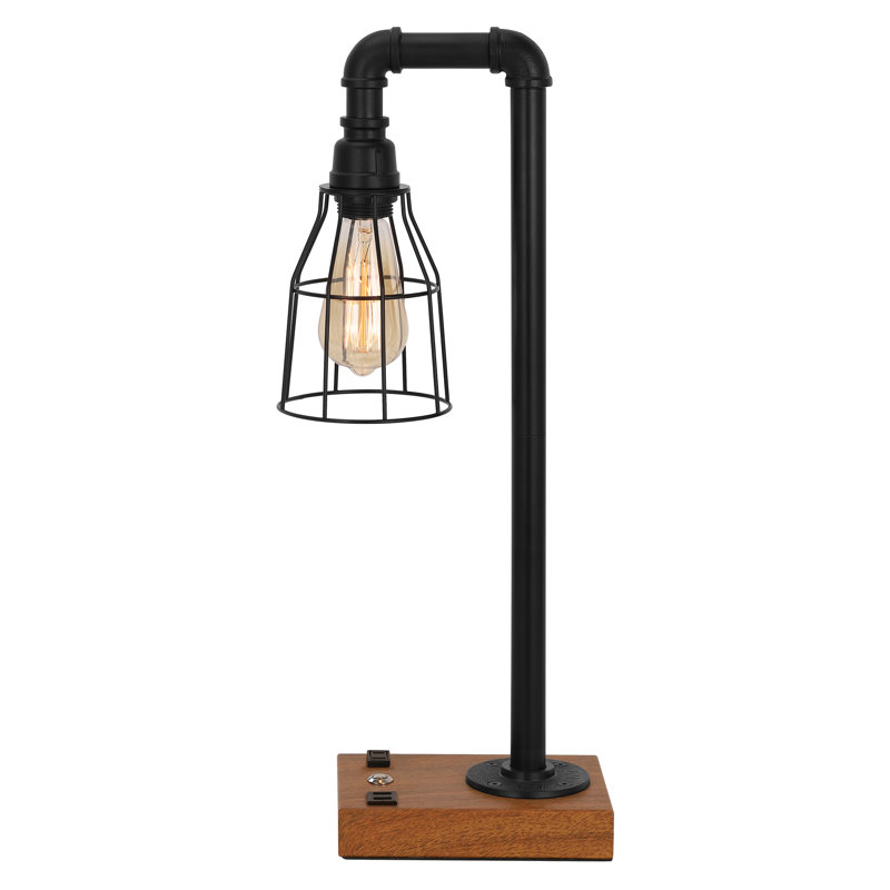 Lampe de table moderne avec station USB, lampe de chevet de ferme industrielle (sans ampoule)