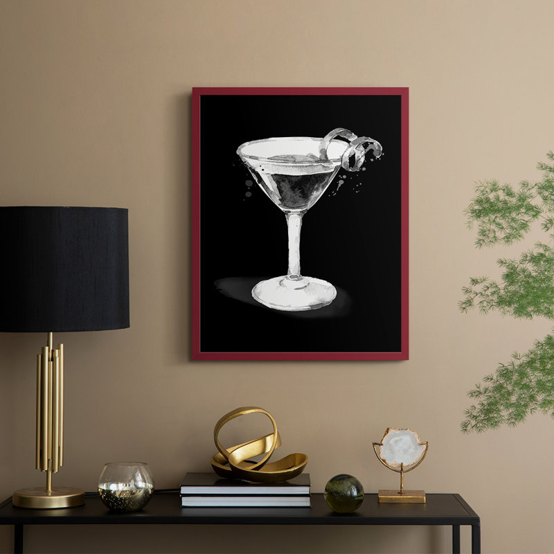 Habillé de martini noir, reproduction encadrée - bois massif, H 30 po x l 24 po, Rouge