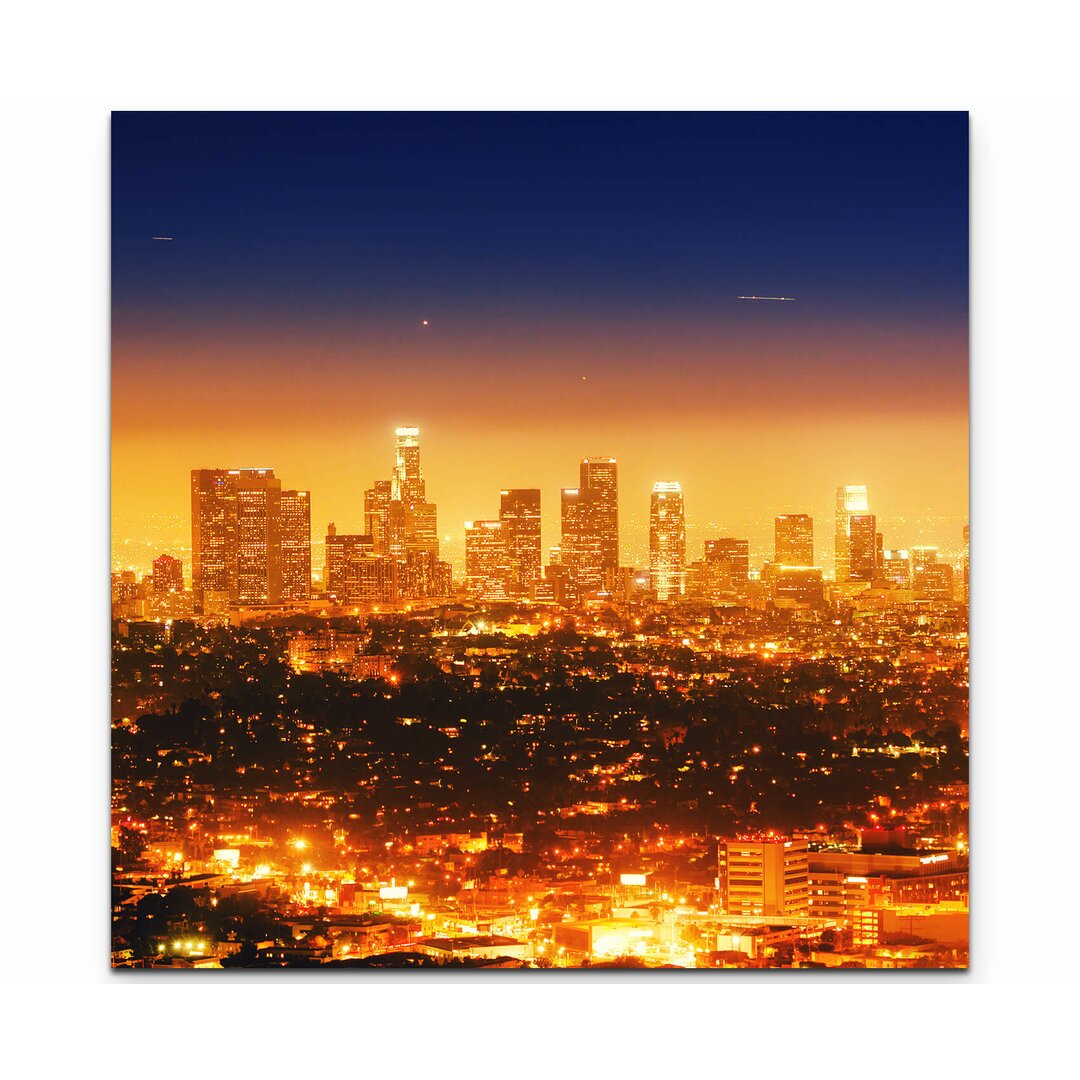 Leinwandbild Panorama von Los Angeles bei Nacht