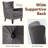 Button-Tufted Horn-Back Armchair, Accent Chair with Padded Cushion, Side Pocket and Solid Wood Legs-102193831
