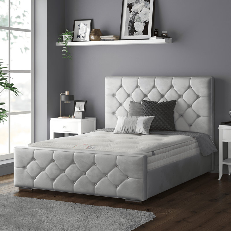 Chen Upholstered Bed, Single (3'), Silver