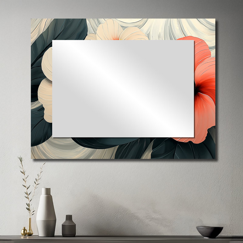 Coucher de soleil hibiscus liquide Art Harmony I - miroir floral pour décoration murale - imprimé sur métal, 30 po x 40 po