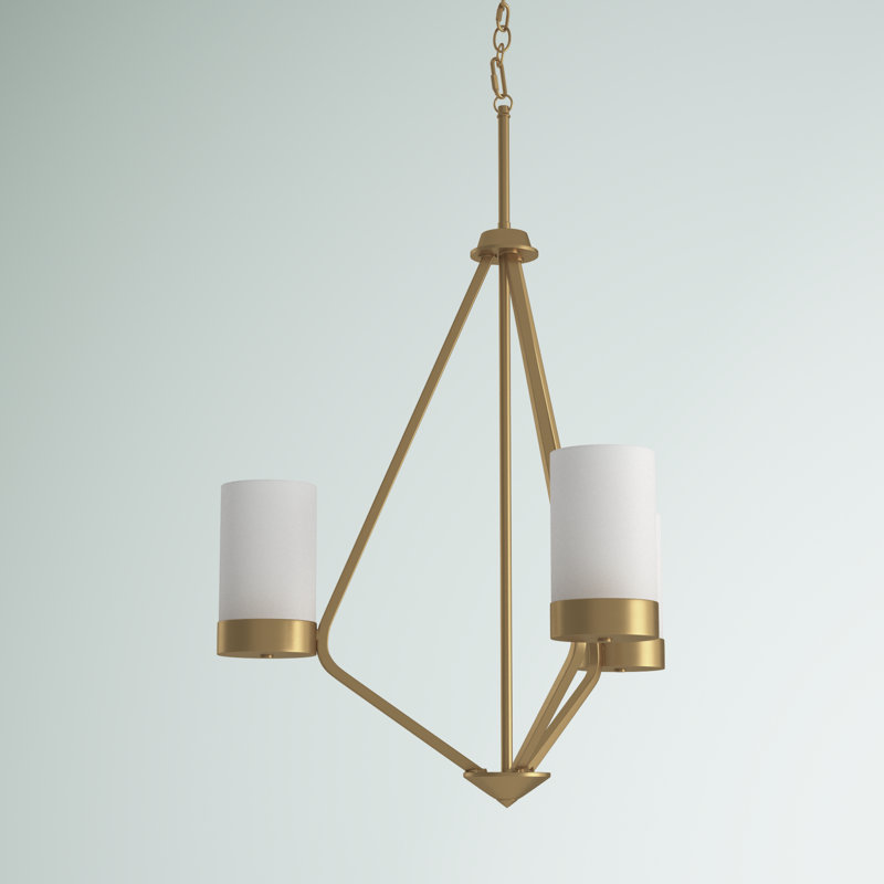 3 - Light Dimmable Geometric Chandelier, Brushed Bronze