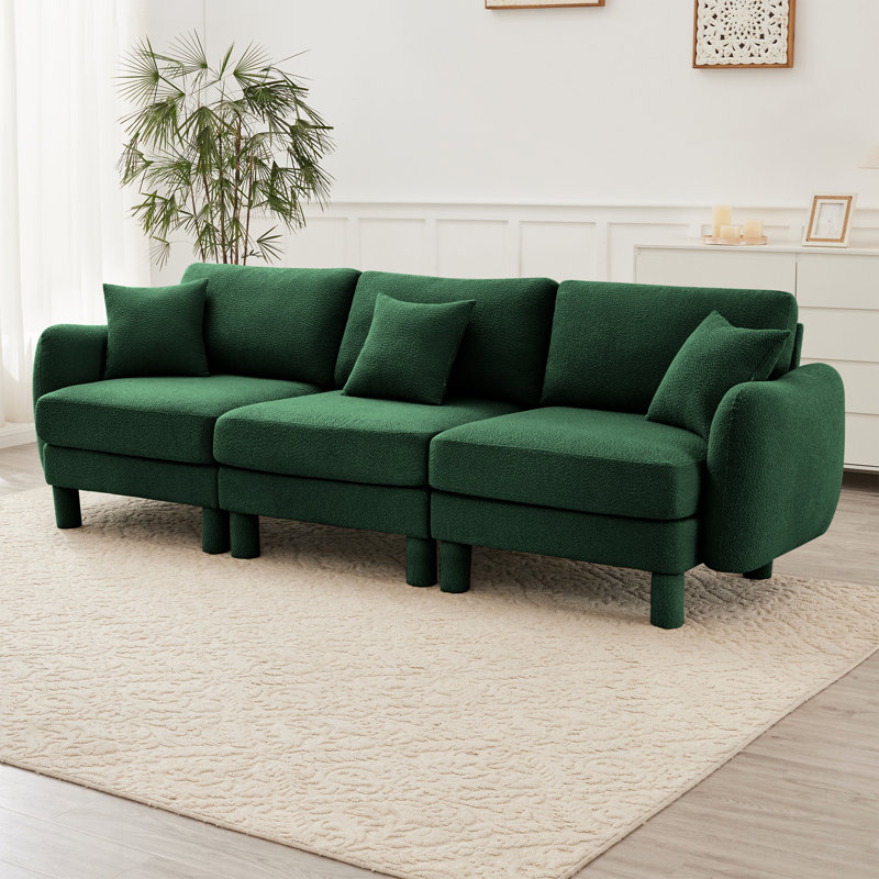 Canapé 3 places Boucle, H 35 po x l 109,4 po x P 35,8 po, 3, Vert