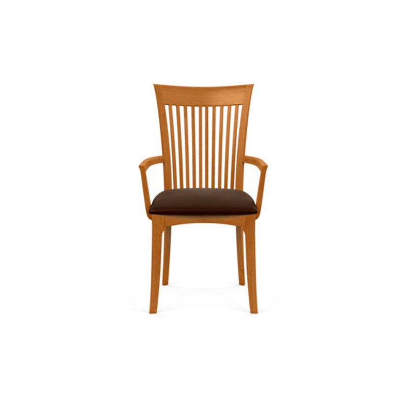 Sarah 19.25'' H Upholstered Armchair, Natural Cherry, Coffee Leather