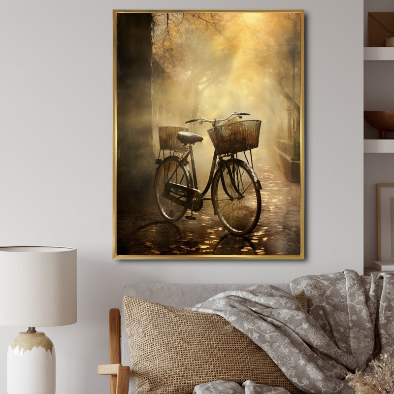 «Castera Bicycle Atmospher Rides An I», reproduction d'art sur toile, H 40 po x l 30 po x P 1,5 po, Cadre flottant doré