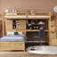 Lit simple surélevé naturel avec bureau, tablettes et rangement robuste - Bureau inclus-1577083093