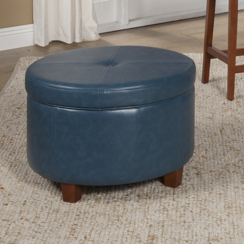 Breyonce Faux Leather Ottoman, Teal Faux Leather