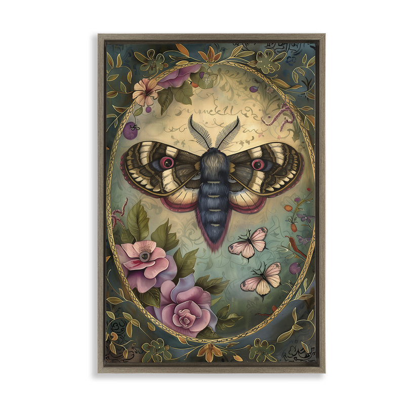 Cadre flottant rétro avec papillon et papillon rétro, design par The Dutch Lady, H 25 po x l 17 po