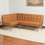 Banc Imre avec revêtement en similicuir brun clair et bois au fini noyer, H 31,6 po x l 73,25 po x P 53,25 po