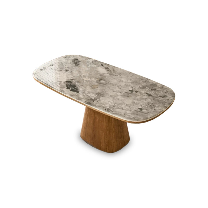 Table de salle à manger en bois massif et base en cristal Ultra Spar, H 29,53 po x L 62,99 po x l 31,5 po