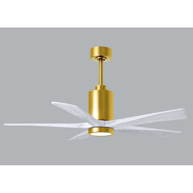 Ventilateur de plafond standard à DEL à 5 pales de 52 po avec télécommande et ensemble d'éclairage inclus, Laiton brossé