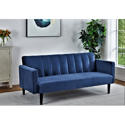 Daundry 72" Wide Velvet Tight Back Convertible Sofa by George Oliver