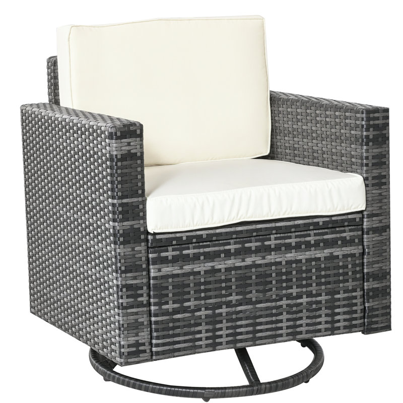 Outdoor Swivel Rocker Chair With Grey , 360 - Degree Swivel, Rock Back And Forth, Cushioned Seating, 28.25" D Depth, 31" H Height, Strong Steel Frame In Pe Rocking Movement, Seat Back, 20.75" W Size,