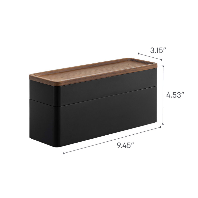 Black Wood Stacking Jewelry and Watch Case
