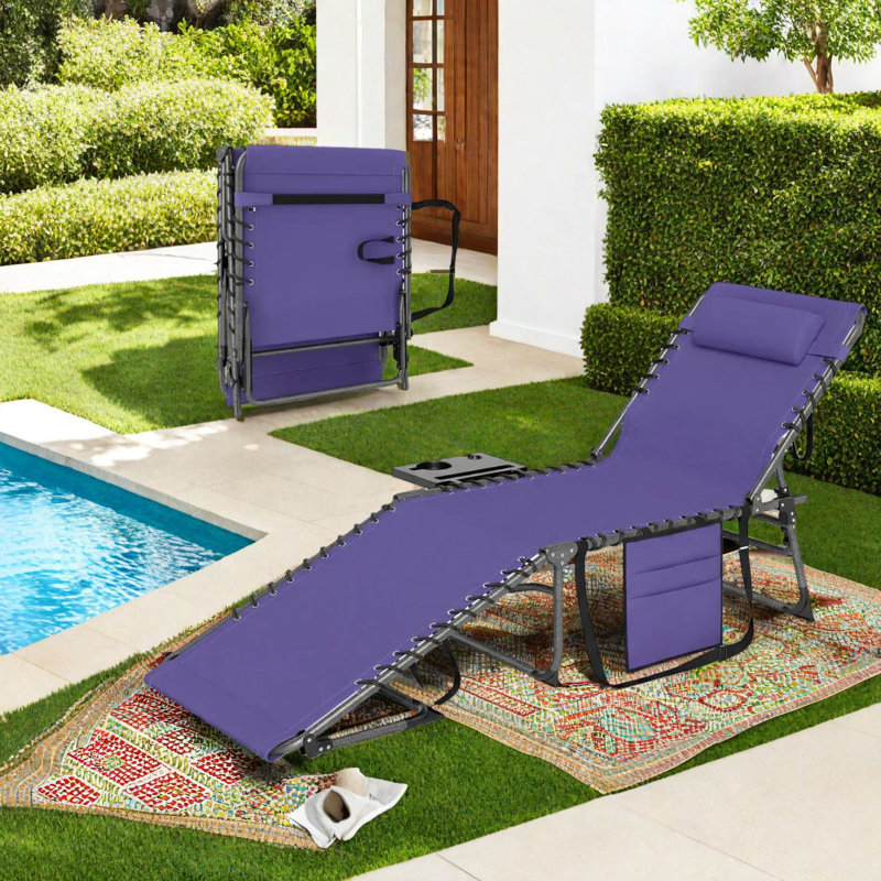 Chaise longue de patio réglable en acier, pliable et portable pour une détente extérieure moderne