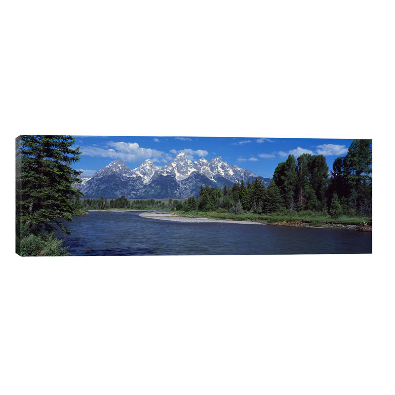 Snake River & Grand Teton Wy Usa 1 Piece Wrapped Canvas Panoramic Wall Art, 30.48 cm H x 91.44 cm W x 1.91 cm D