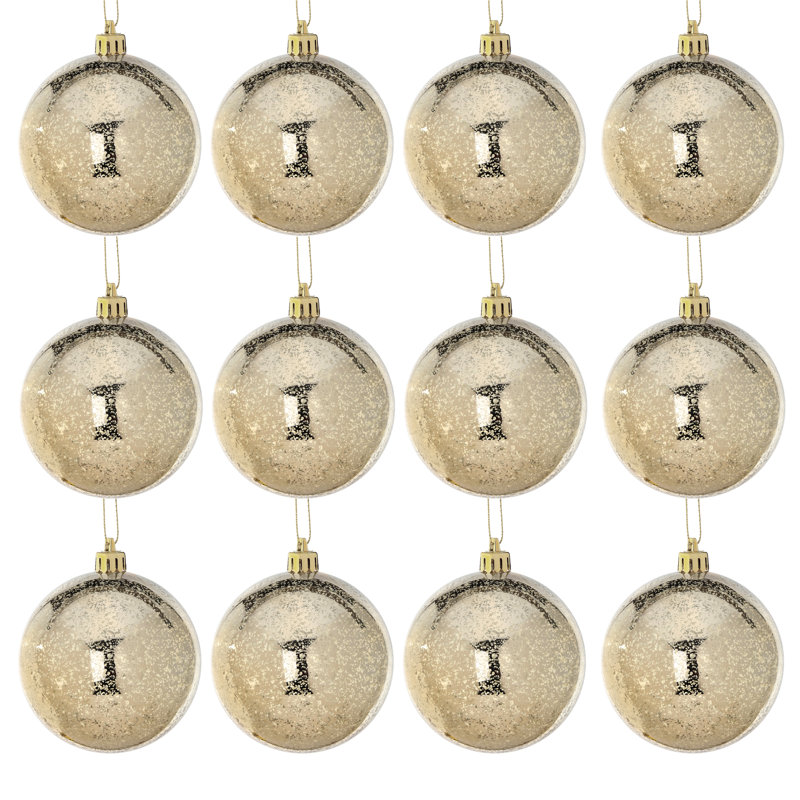Ornement boule de mercure en plastique incassable de 80 mm , Champagne