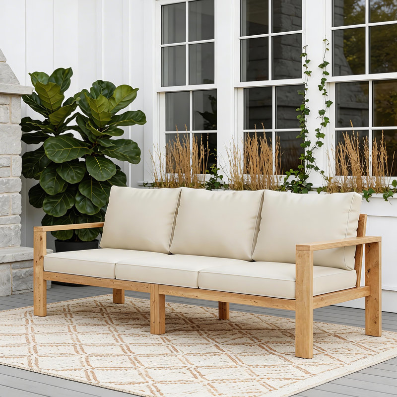196cm Wide Straight Acacia Patio Sectional Set