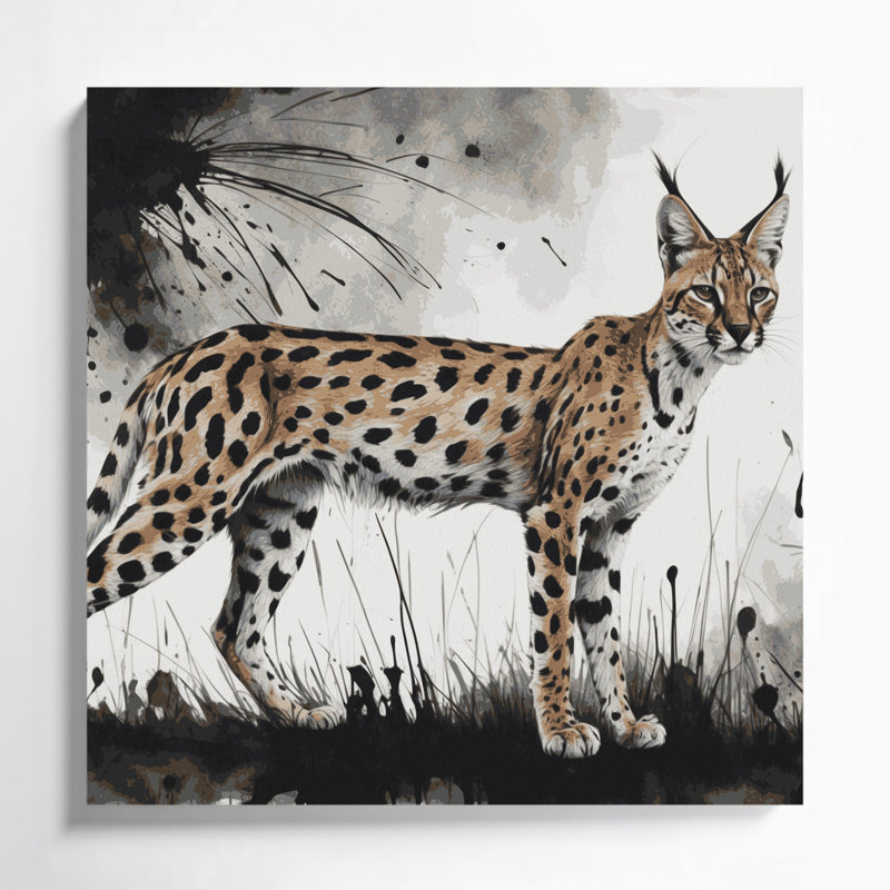 "Wildlife Serval", art mural sur toile beige, H 32 po x l 32 po