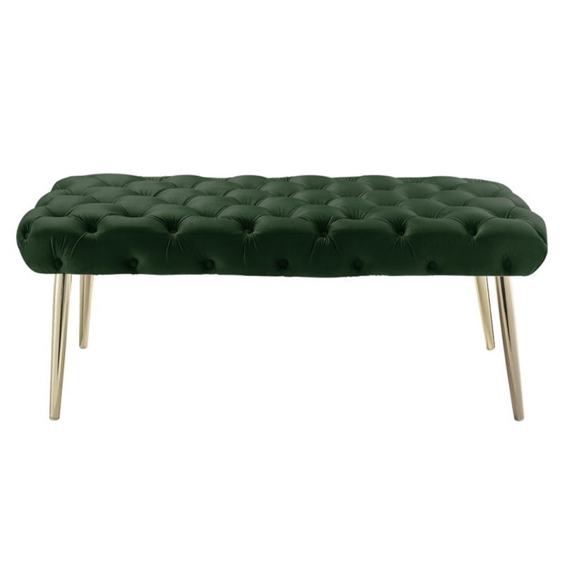 Banc rembourré Triniyah Upholstery, Vert forêt, Or