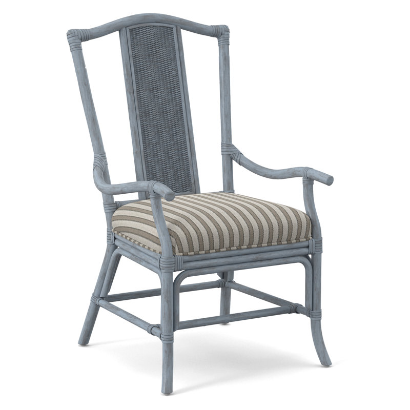 Drury Lane Slat Back Dining Arm Chair, Sea Glass, Eggshell Crypton Performance; 0884-93