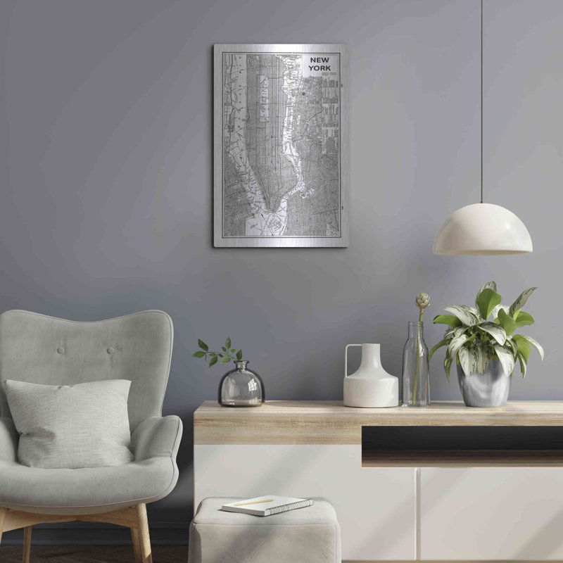 «Inverted New York Map» par Sue Schlabach, H 24 po x l 16 po