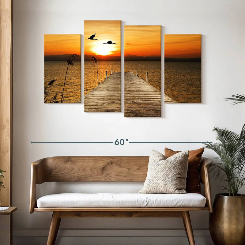 Coucher de soleil sur le quai d'Alvord Beach, H 32 po x l 52 po