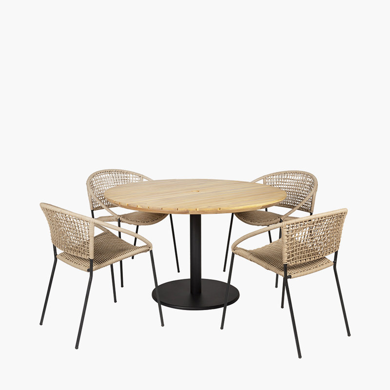 Duplantis 4 - Person Teak Patio Dining Set with Round Table, Brown