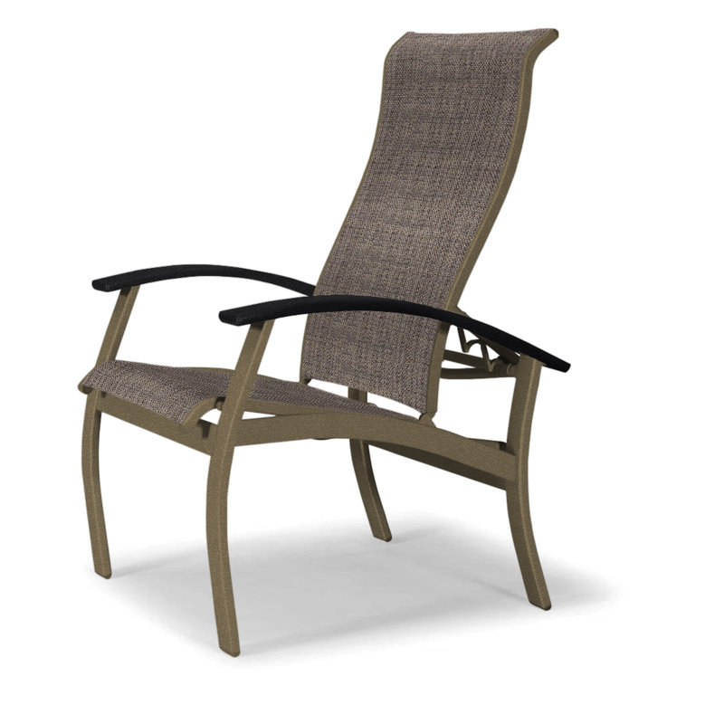 Chaise de patio Askar, Bois de plage texturé, Moka Sunbrella®, Noir