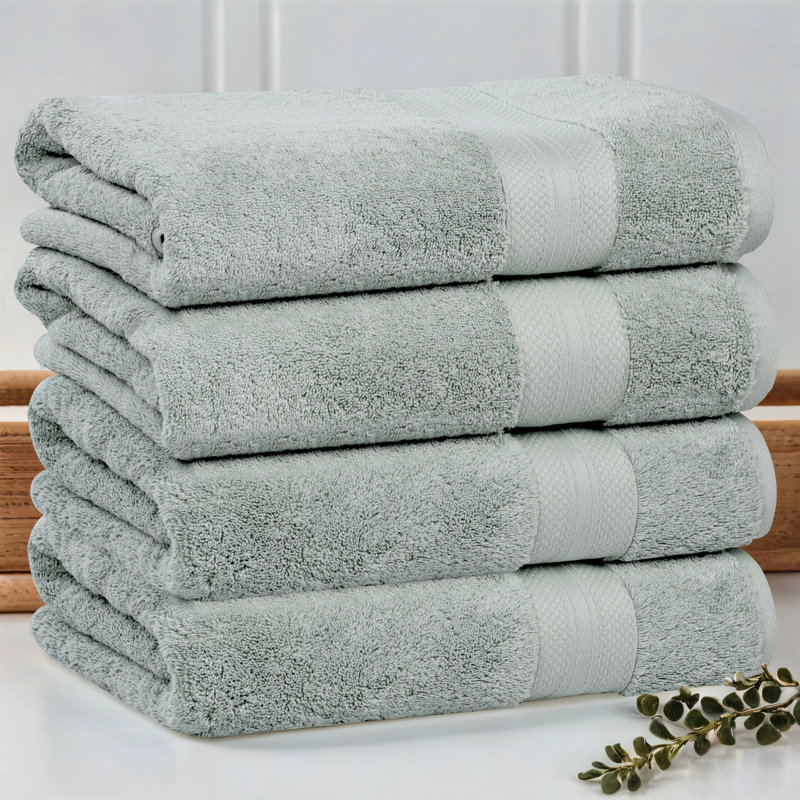 Aria Turkish Cotton Heavyweight Solid Absorbent Plush Bath Towel, Olive Green